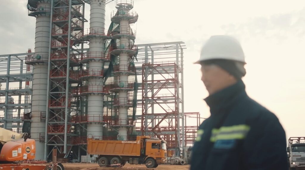 Видео с места строительства газоперерабатывающего завода на Кашагане