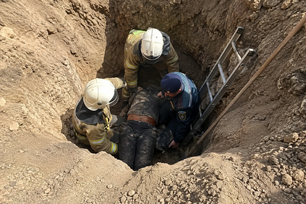 Спасатели МЧС оказали помощь мужчине, засыпанному землей